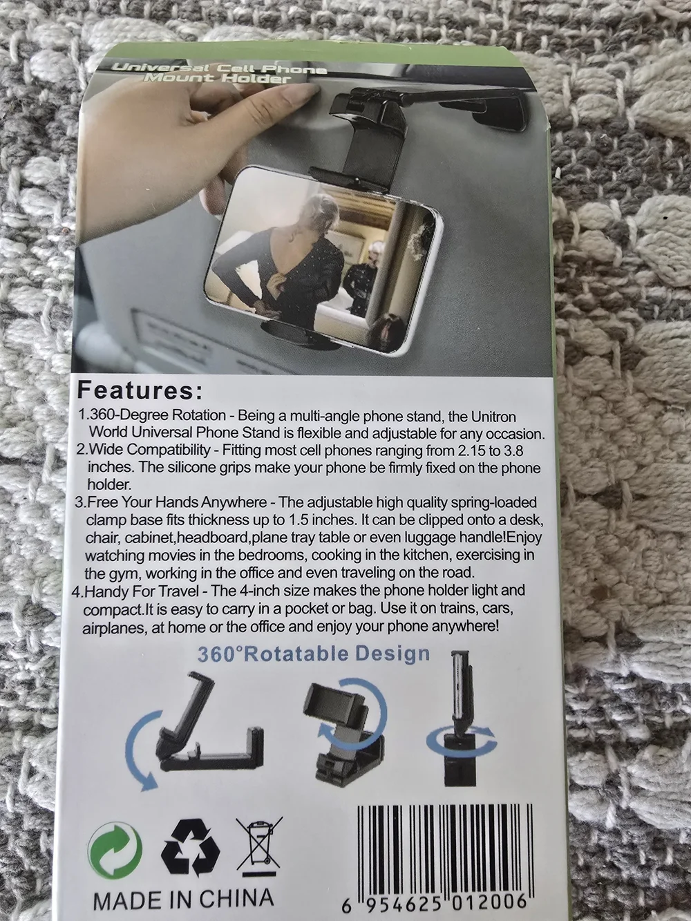 Universal Cell Phone Mount Holder - Black